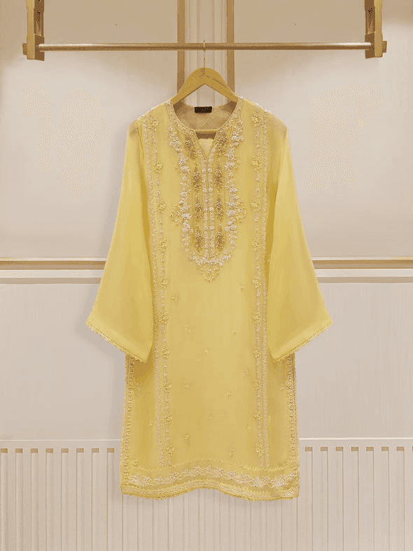 Agha Noor S107097 Pure Chiffon Hand Embroidered Shirt And Pants Rangreza