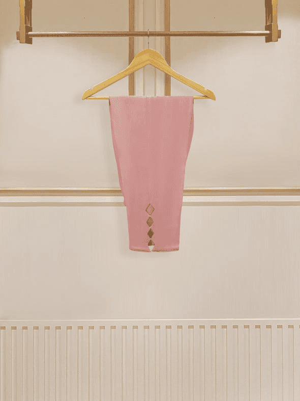 Pink cotton net pants on hanger