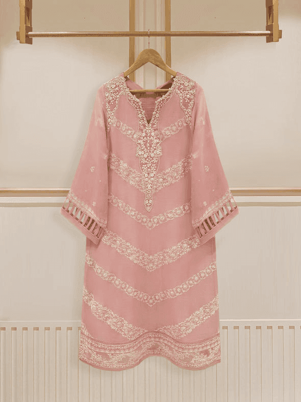 Agha Noor S107123 Pure Cotton Net Hand Embroidered Shirt And Pent