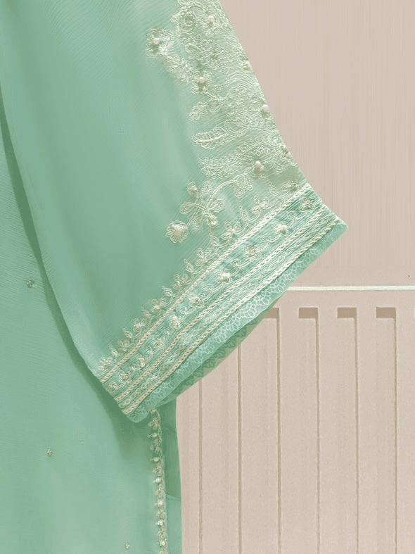 Agha Noor S107150 Two Piece 100% Pure Chiffon Beautiful Embroidered Shirt With Dupatta Rangreza