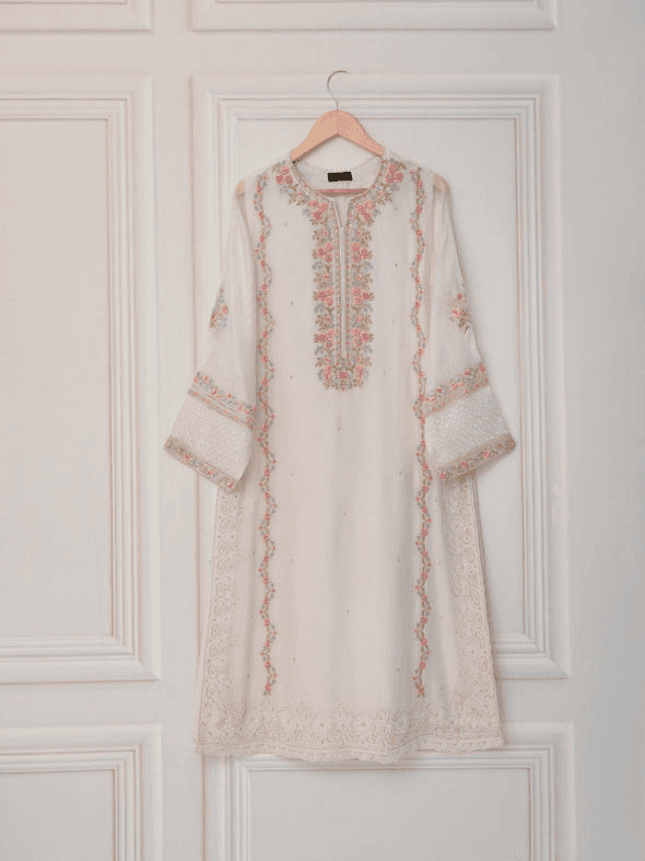 Agha Noor S107197 Pure Cotton Net Hand Embroidered Shirt And Pent