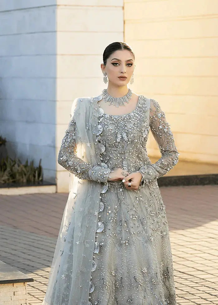 AROOSH Silver Bridal Pakistani Dress USA | RR-64-26