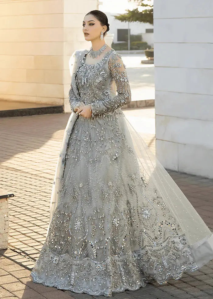 AROOSH Silver Bridal Pakistani Dress USA | RR-64-26