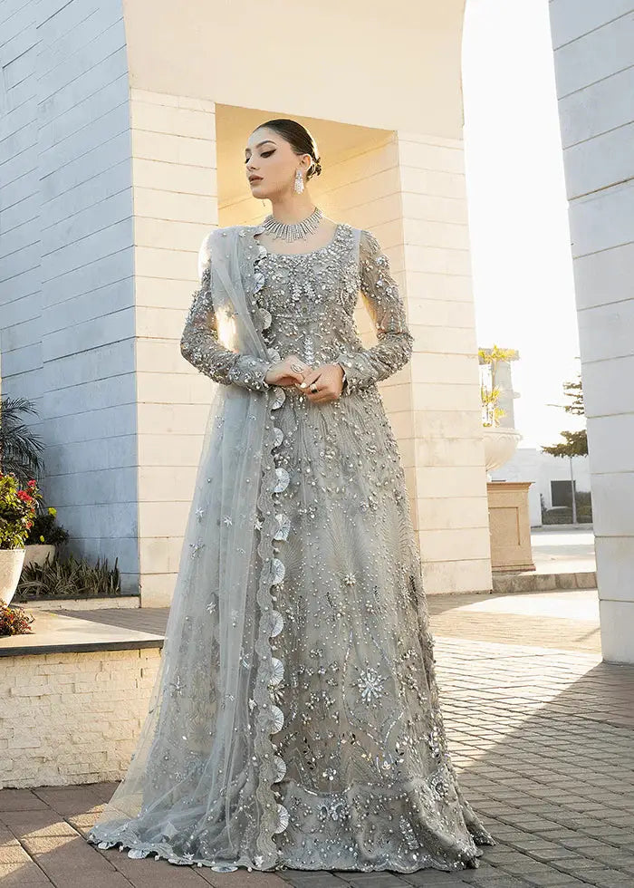 AROOSH Silver Bridal Pakistani Dress USA | RR-64-26