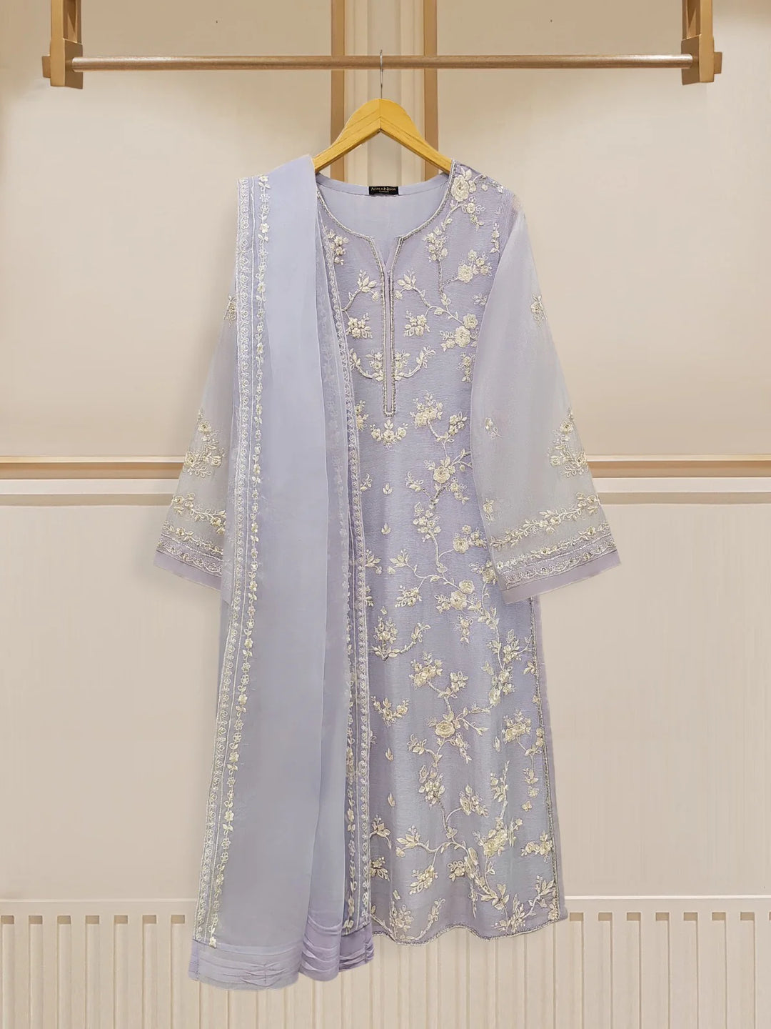 AGHA NOOR AGHA NOOR 3 Piece - Pure Cotton Net Embroidered Suit | S109535-17 SHIRT BOTTON AND DUPATTA RANGREZA USA 7327625425 United States S Purple Net S / Purple / Net M / Purple / Net