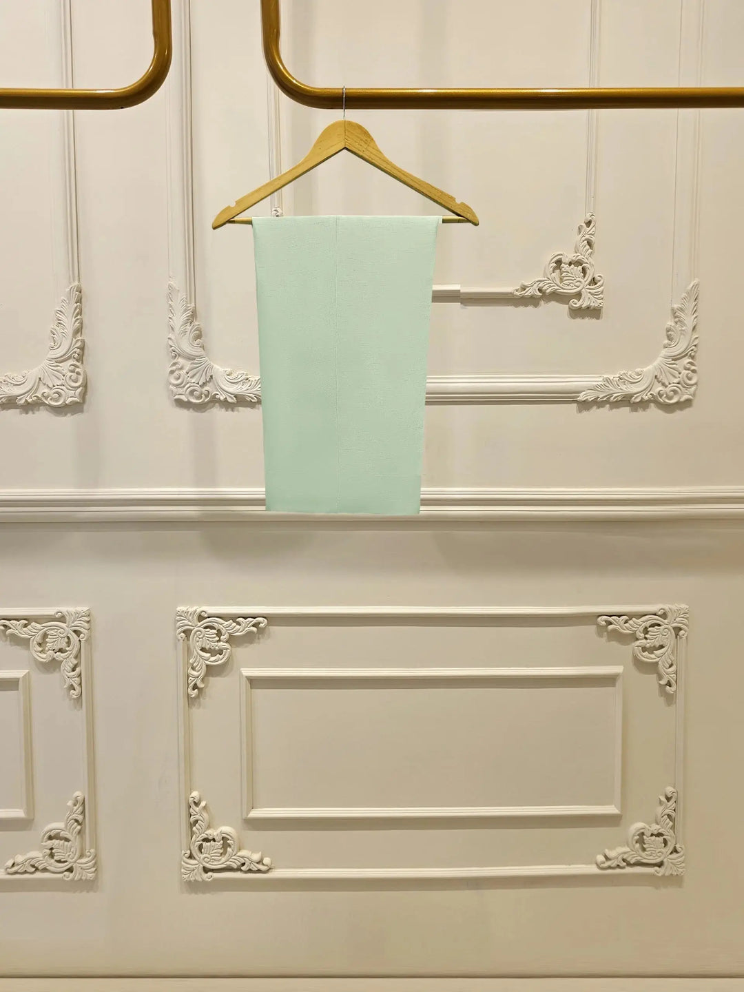 Plain mint green pants from Agha Noor 3 Piece Cotton Net Suit designed for a coordinated and graceful outfit.