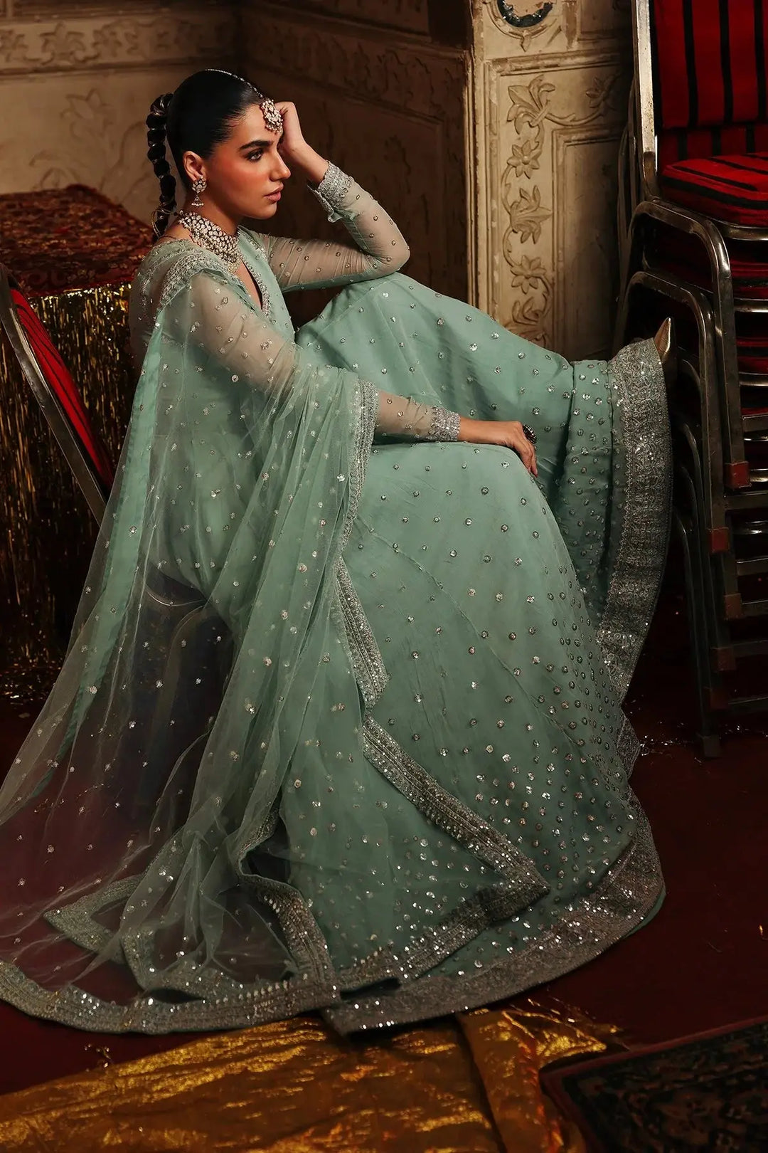 3-PC Embroidered Chiffon Suit | CMA-5-258-37