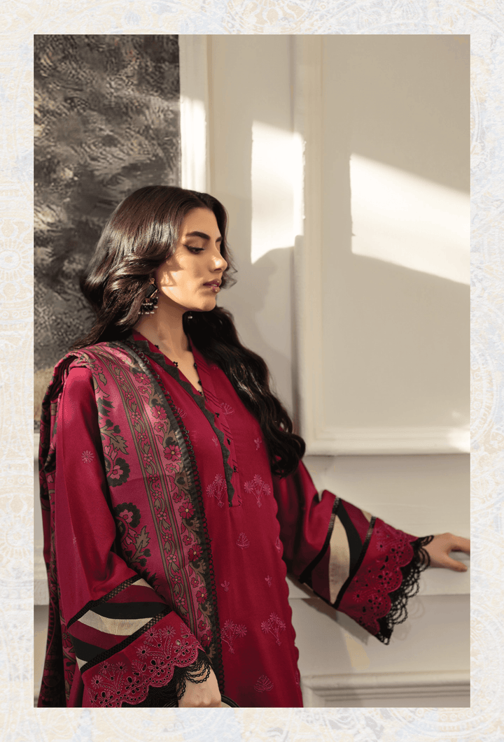 RANGREZA RANGREZA Embroidered Dhanak Chikankari | DNK 40-07 CLOTHING RANGREZA USA 7327625425 United States M Maroon Dhanak M / Maroon / Dhanak L / Maroon / Dhanak XL / Maroon / Dhanak