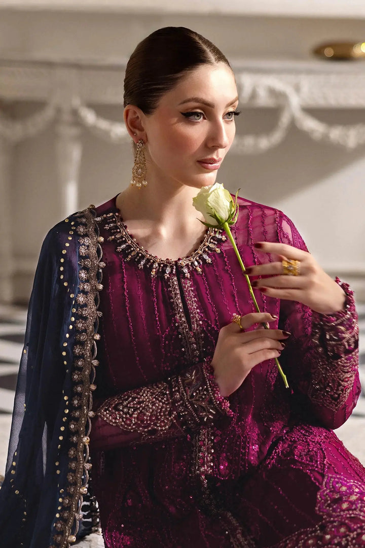 3 Piece Embroidered Chiffon Suit | Al-4358