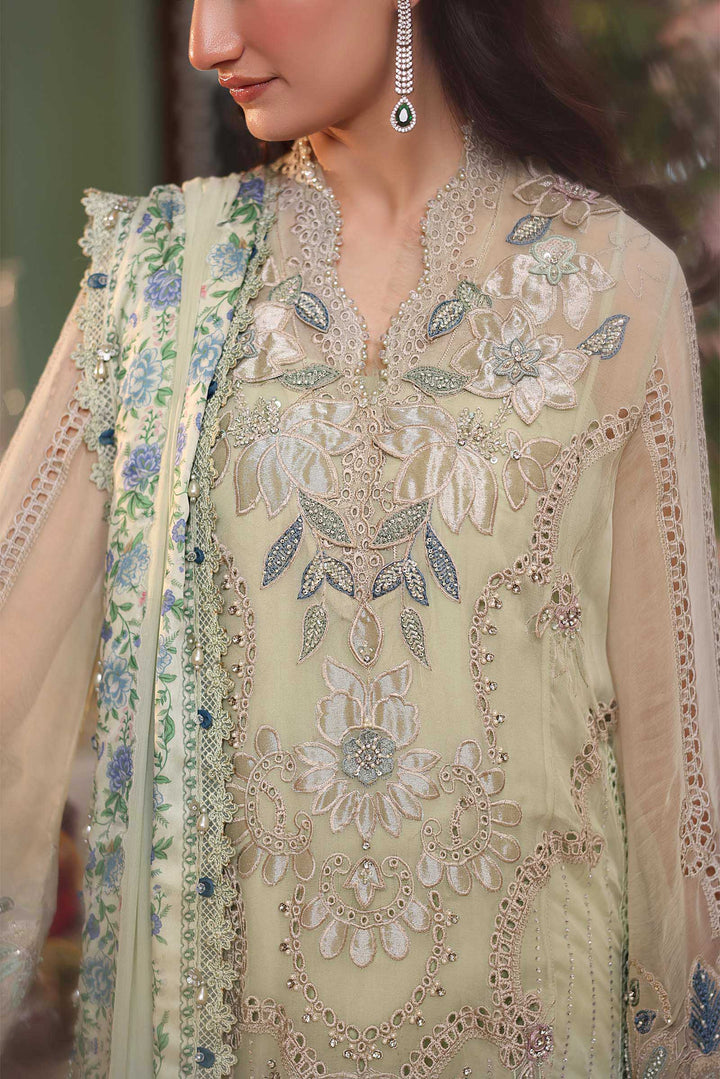 Rangreza Apple Green Embroidered Chiffon 3-Piece Suit | AL-4499