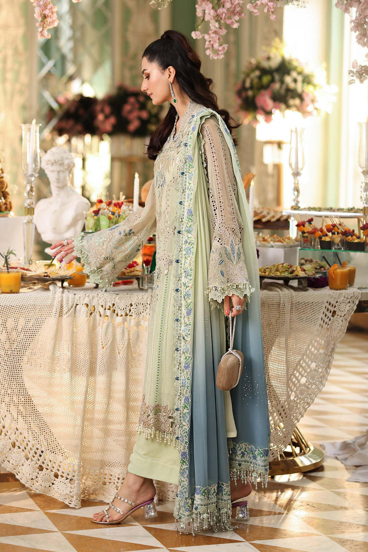 Rangreza Apple Green Embroidered Chiffon 3-Piece Suit | AL-4499