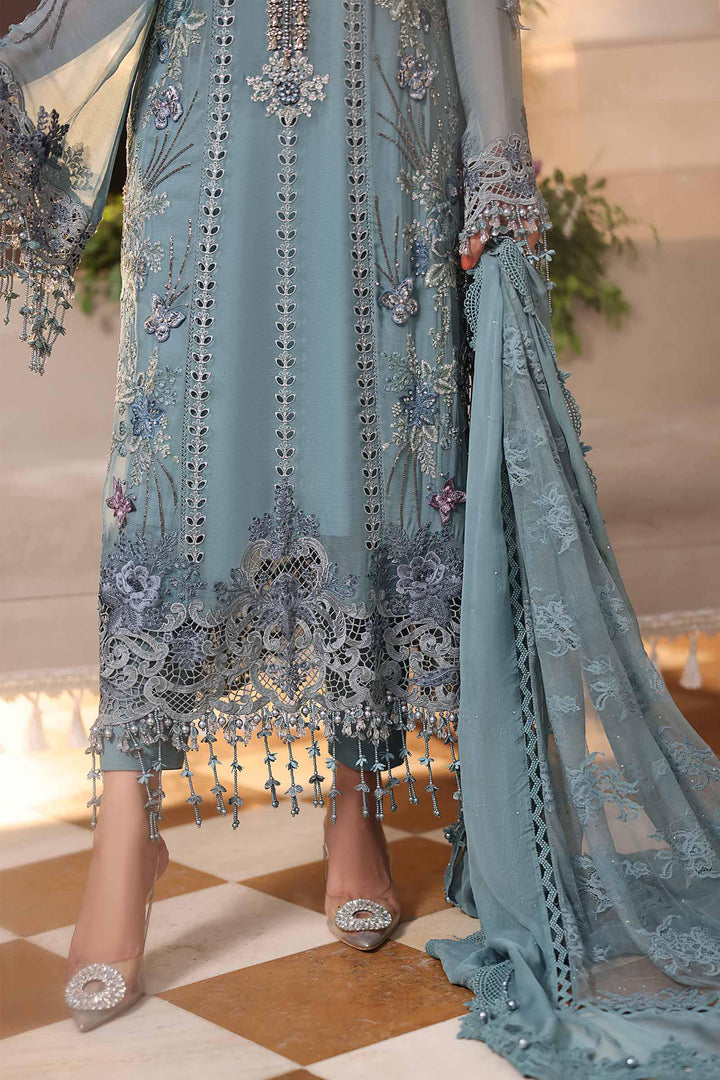 Rangreza Aqua Embroidered Chiffon 3-Piece Suit | AL-4498