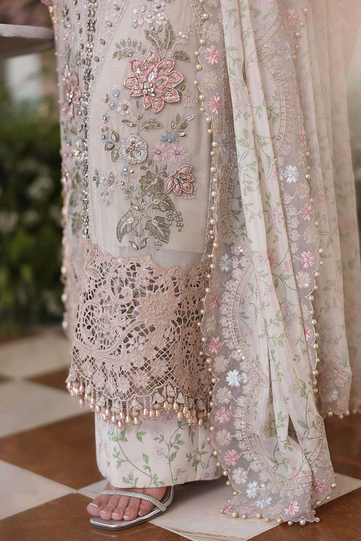 Rangreza Ivory Embroidered Chiffon 3-Piece Suit | AL-4497
