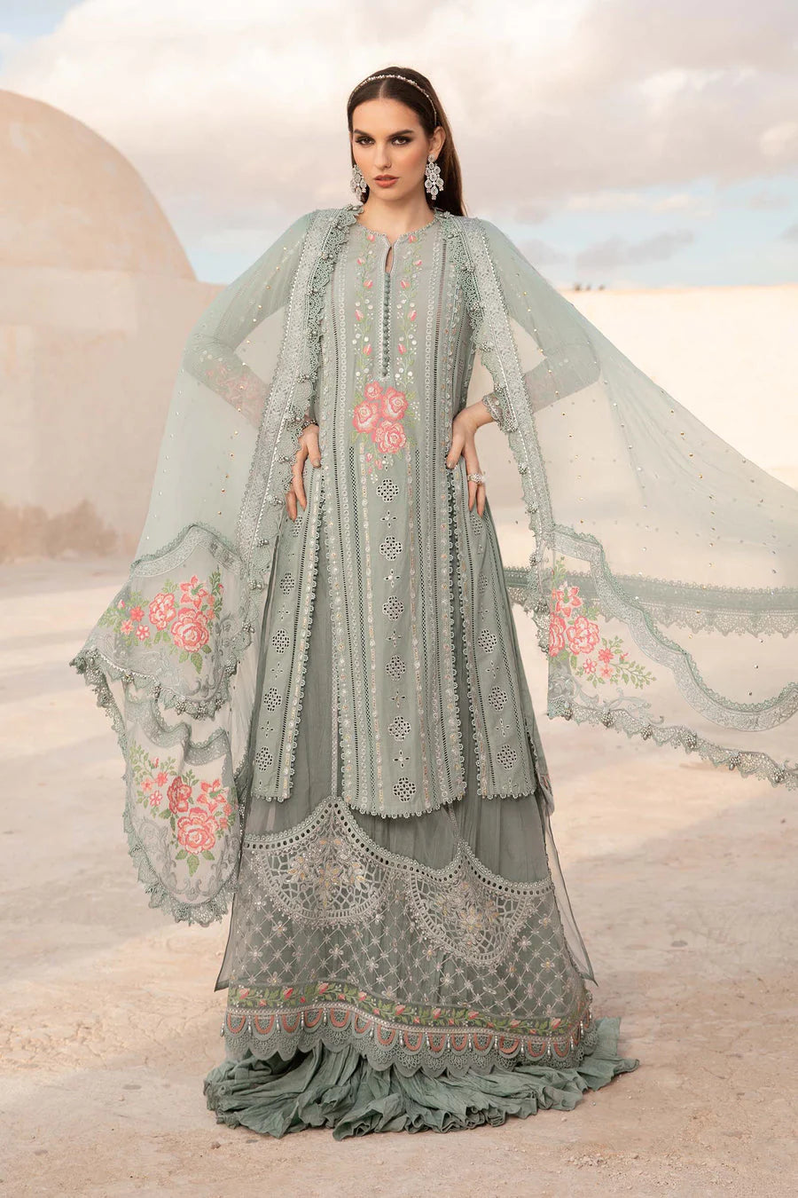 RANGREZA LUXURY CHIKANKARI EMBROIDERED LAWN 3 PC | AL-950-15