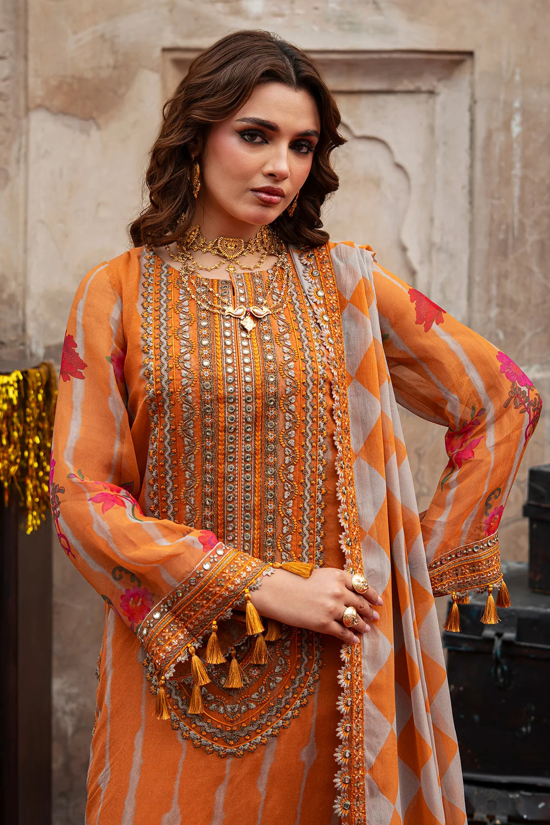 3-pc Embroidered Printed Chiffon | VSL6-08-15
