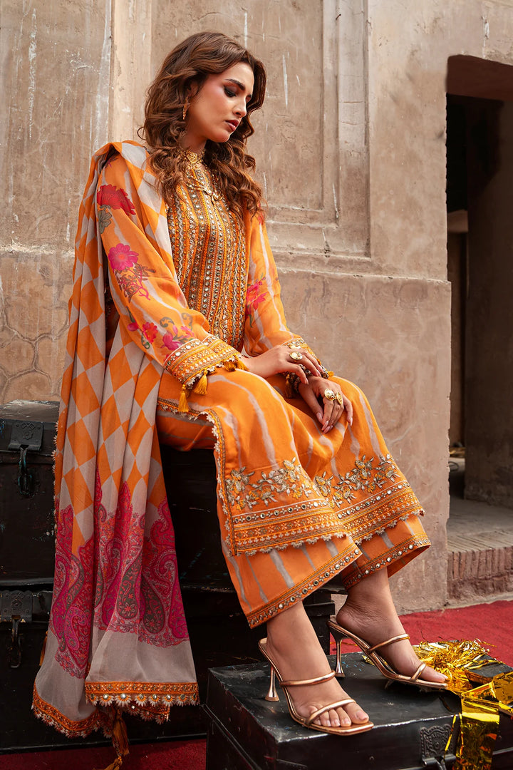 3-pc Embroidered Printed Chiffon | VSL6-08-15