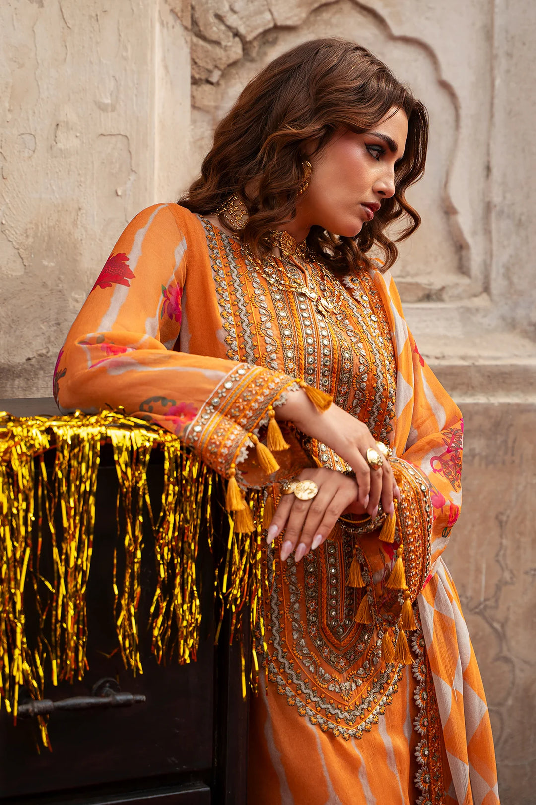3-pc Embroidered Printed Chiffon | VSL6-08-15