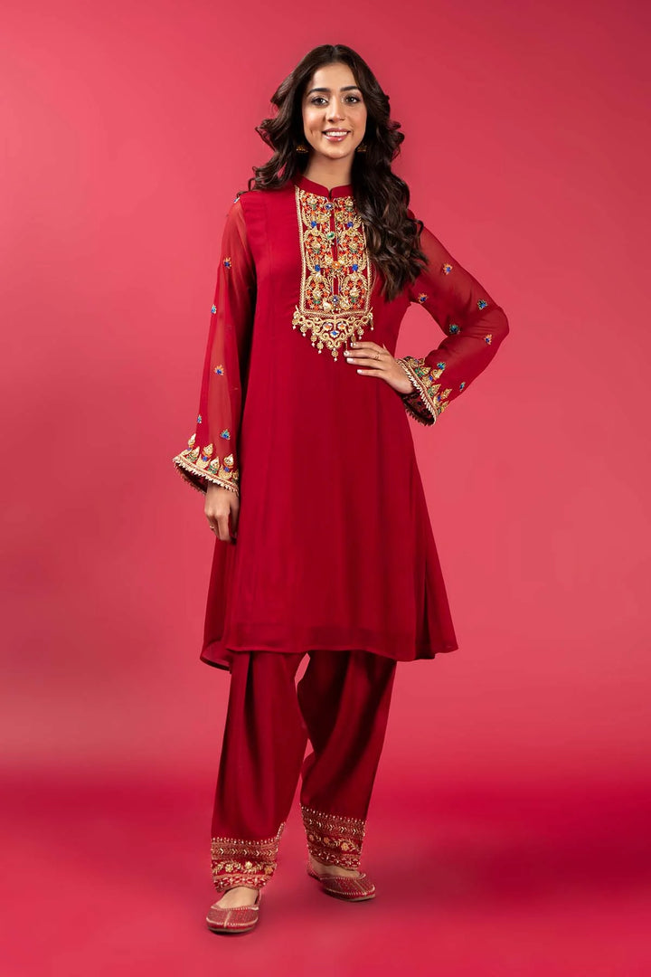 RANGJA RANGJA Pink Behar Shirt | FR079103-08 SHIRT RANGREZA USA 7327625425 United States M Red Chiffon M / Red / Chiffon L / Red / Chiffon