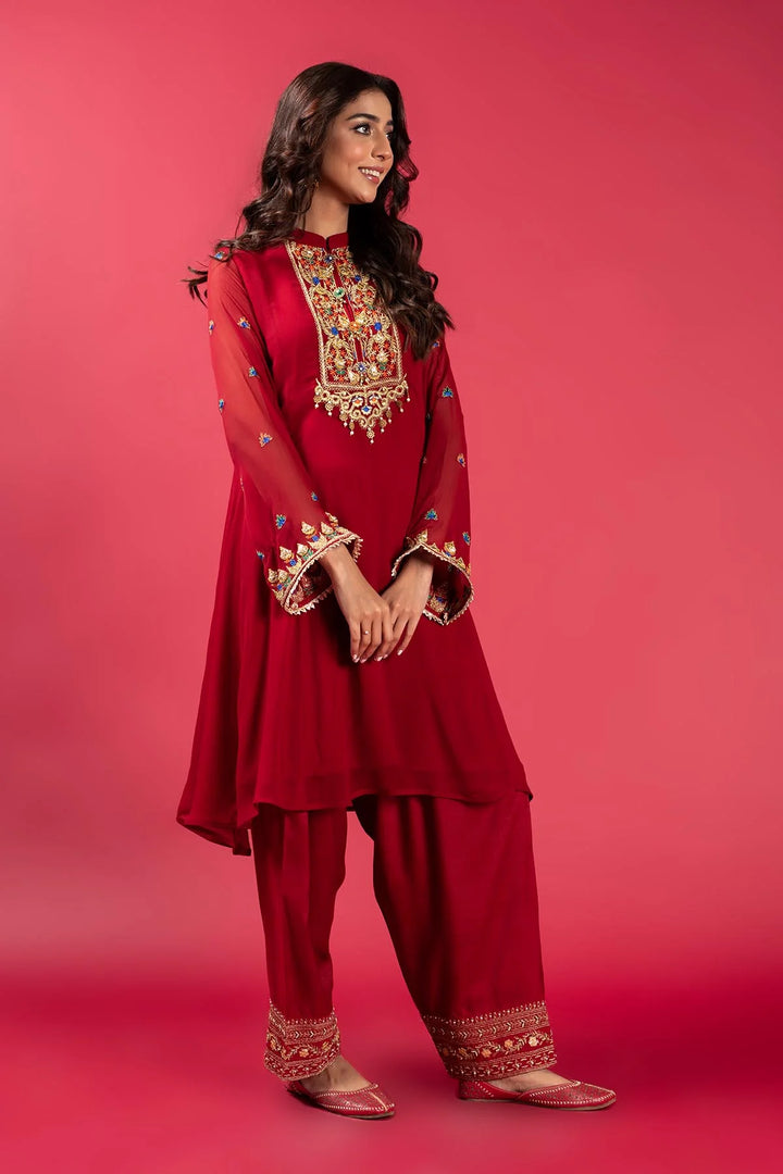 RANGJA RANGJA Pink Behar Shirt | FR079103-08 SHIRT RANGREZA USA 7327625425 United States M Red Chiffon M / Red / Chiffon L / Red / Chiffon