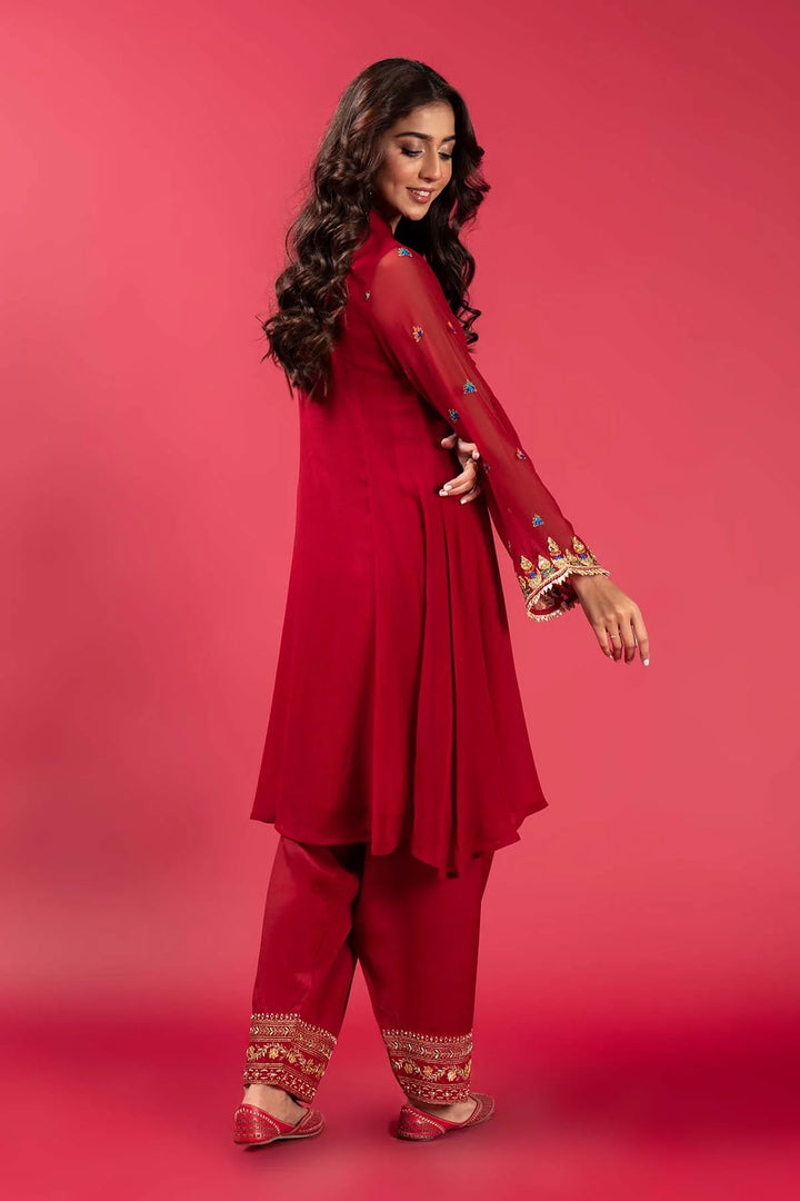 RANGJA RANGJA Pink Behar Shirt | FR079103-08 SHIRT RANGREZA USA 7327625425 United States M Red Chiffon M / Red / Chiffon L / Red / Chiffon