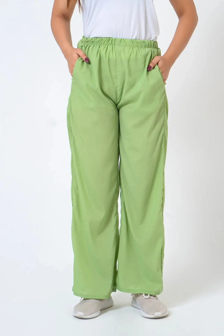 Women Pista Green Cambric trouser