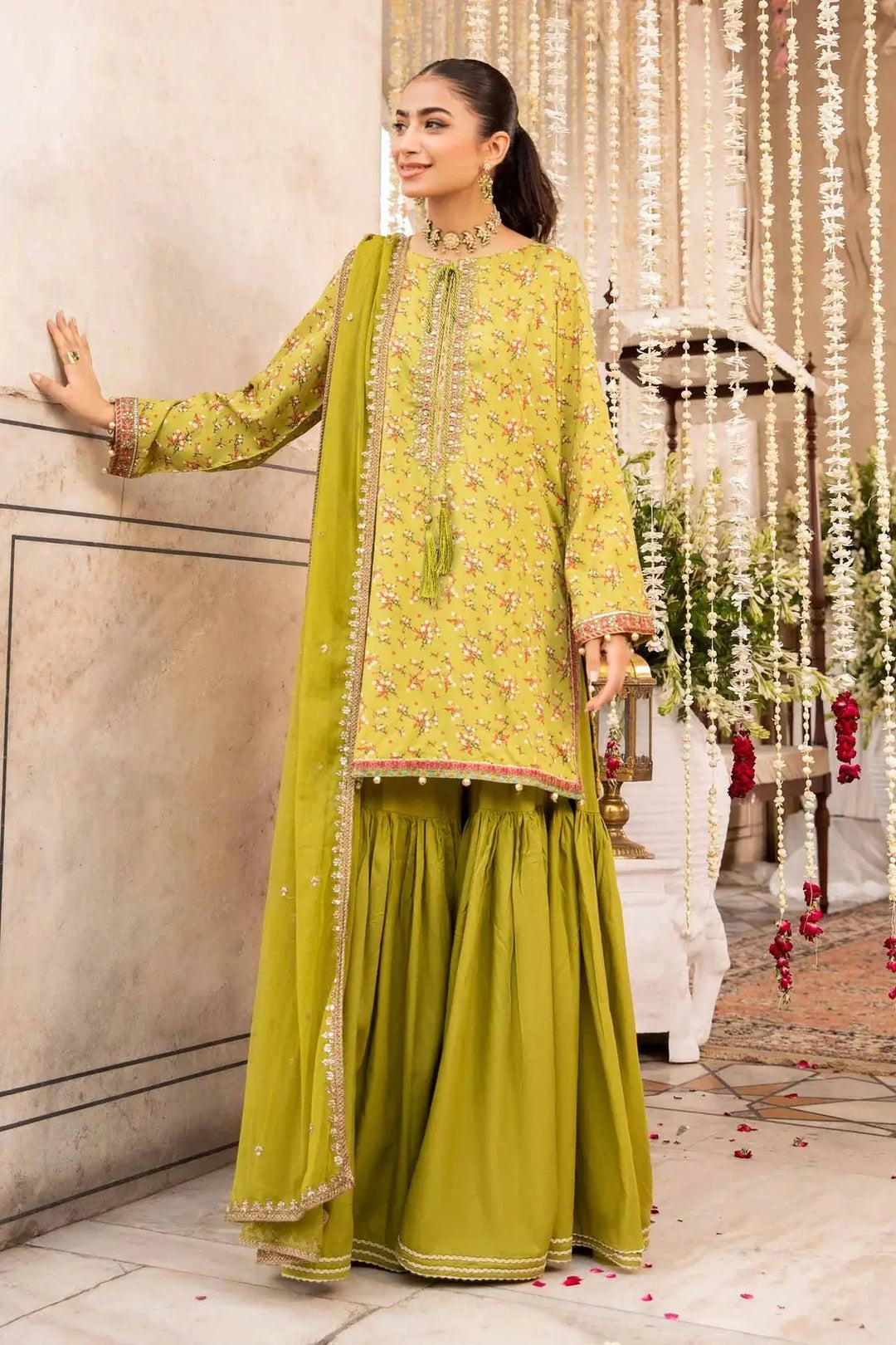 MARIA.B Green Gharara Dress Online USA RRDW-W23-30 Rangreza MARIA.B Green Gharara Dress Online USA RRDW-W23-30 Rangreza