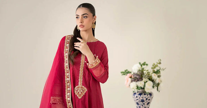 3 Piece Embroidered Dobby Suit | DW-EA25-40