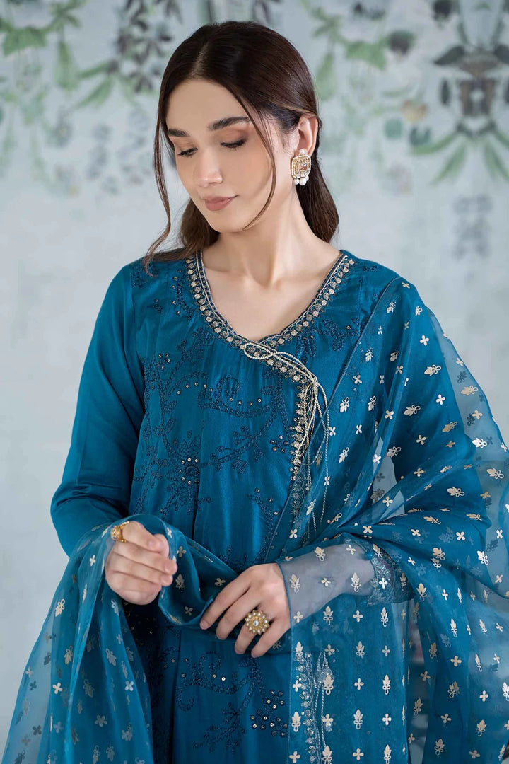 MARIA B 3 Piece Embroidered Net Suit | DW-EA24-49-17