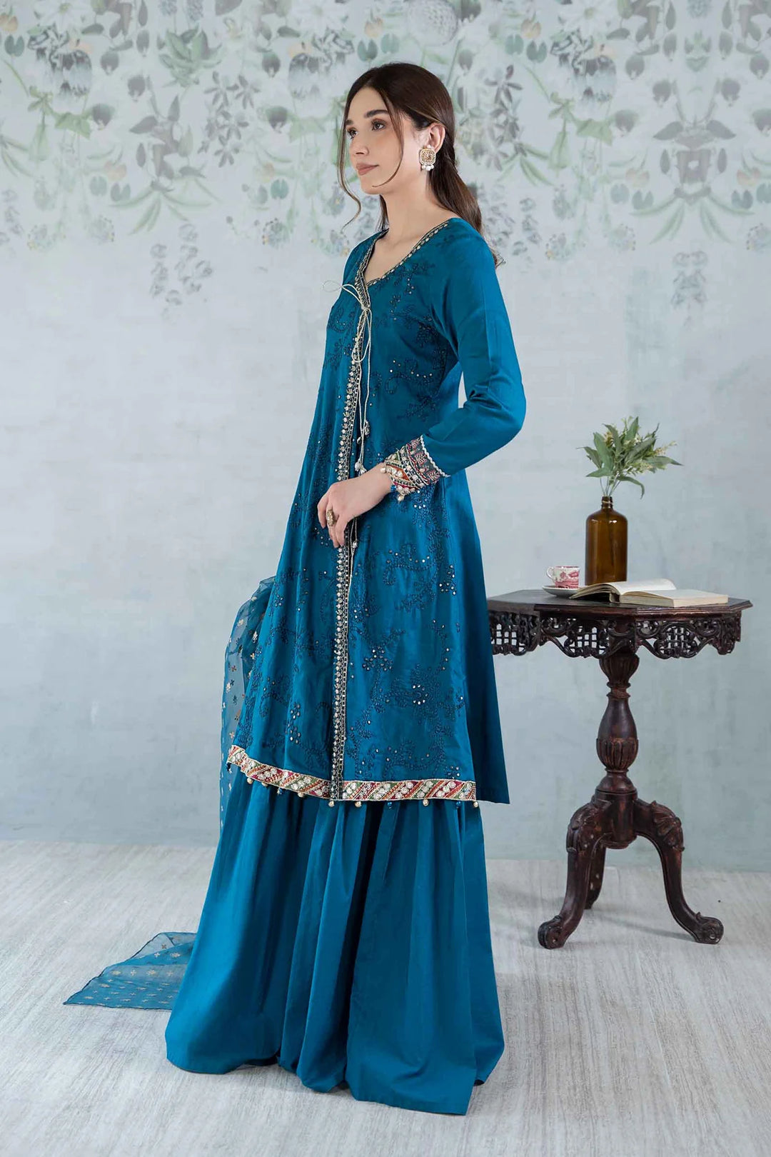 MARIA B 3 Piece Embroidered Net Suit | DW-EA24-49-17