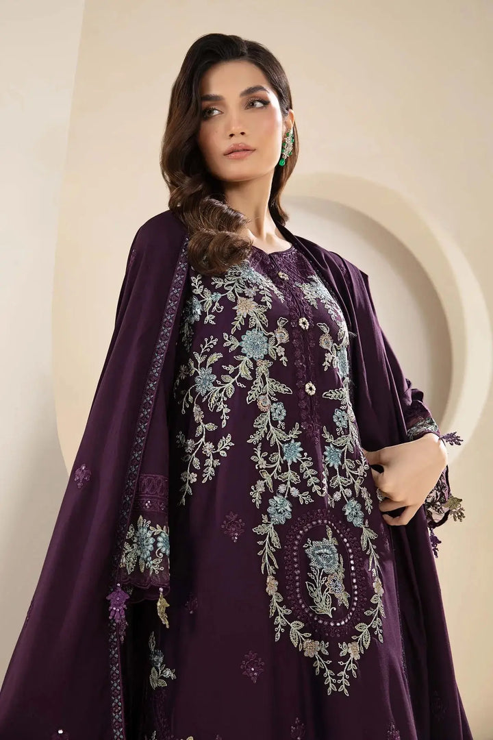 MARIA B 3 Piece Embroidered Linen Suit | DW-W24-20