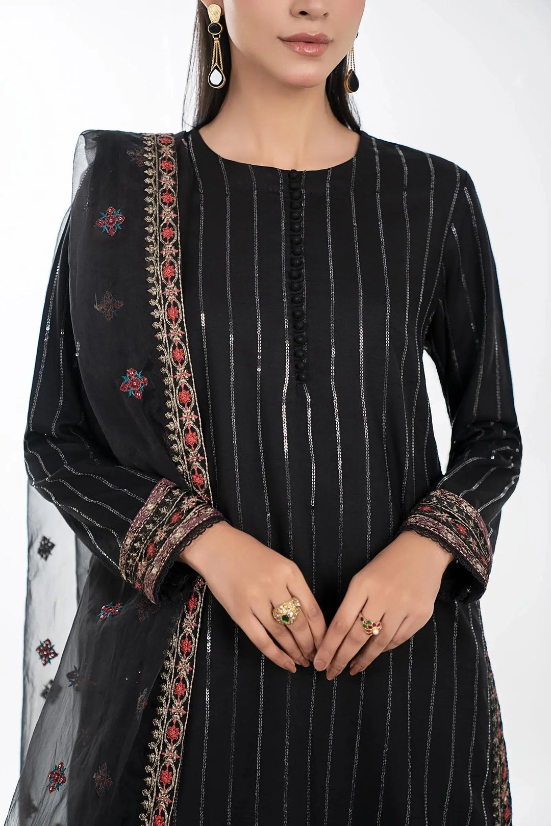 3 Piece Embroidered Linen Suit detail view