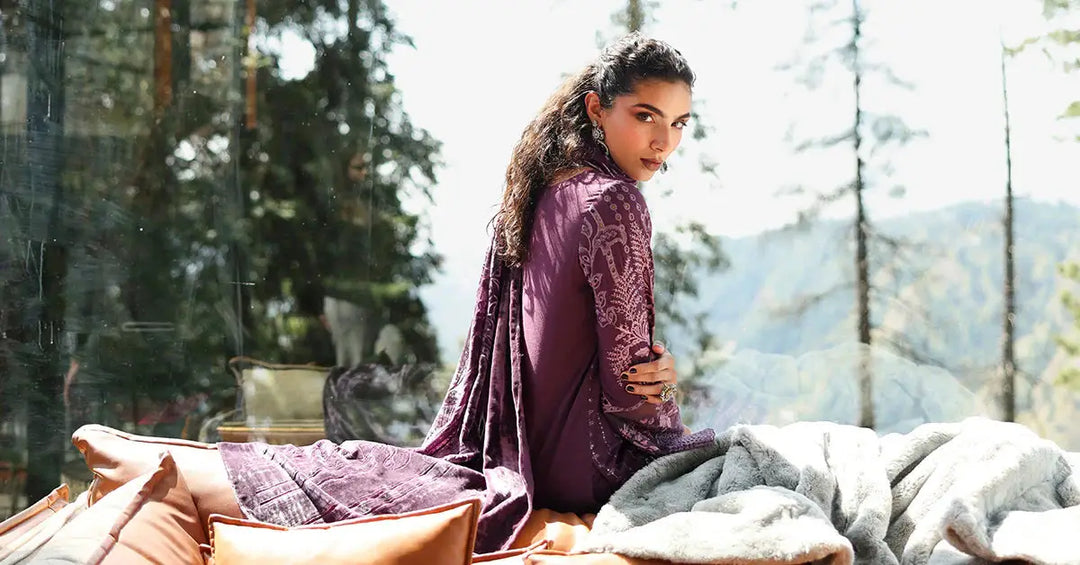 3 Piece Embroidered Linen Suit | DW-W25-24