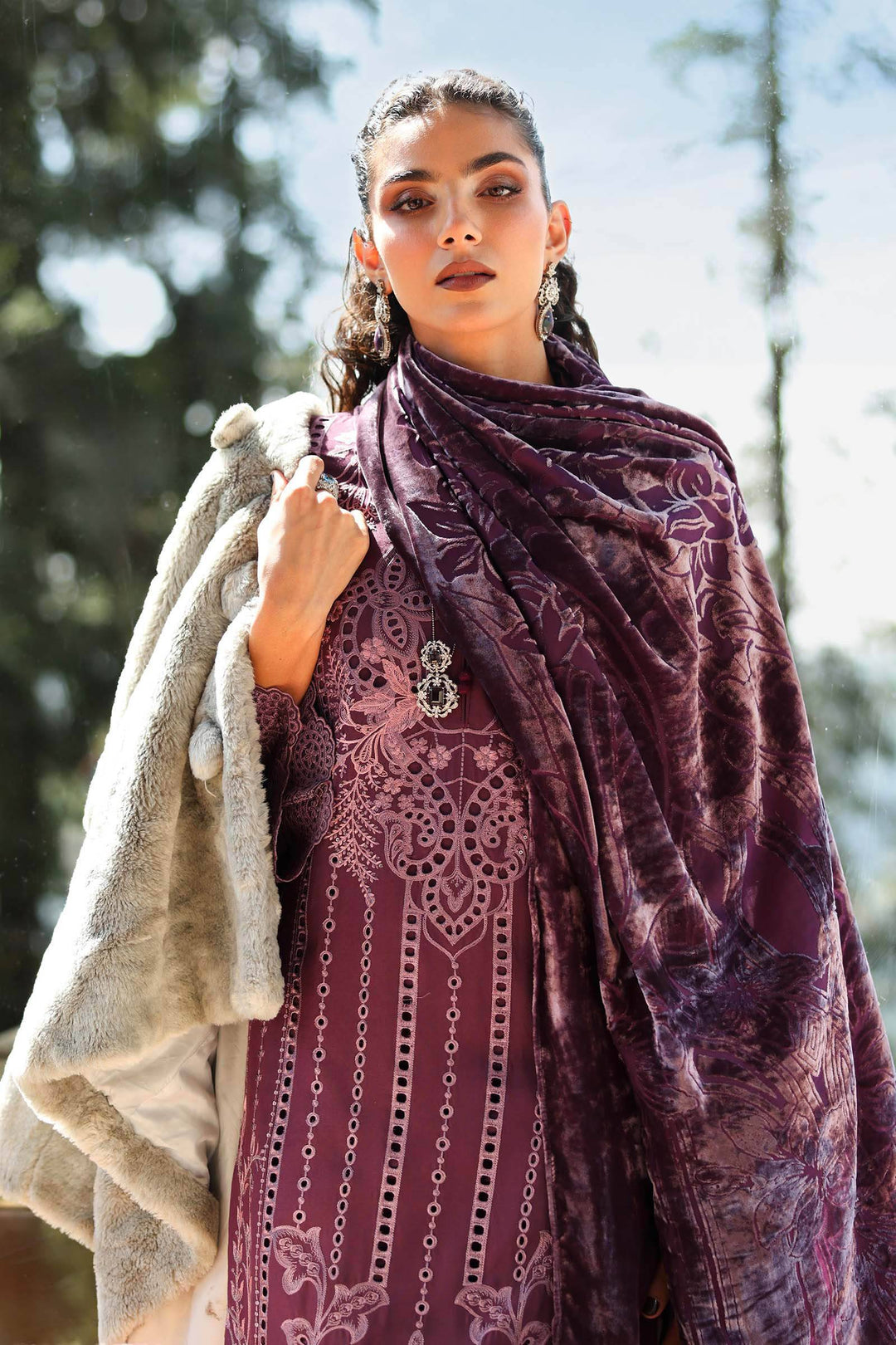 3 Piece Embroidered Linen Suit | DW-W25-24