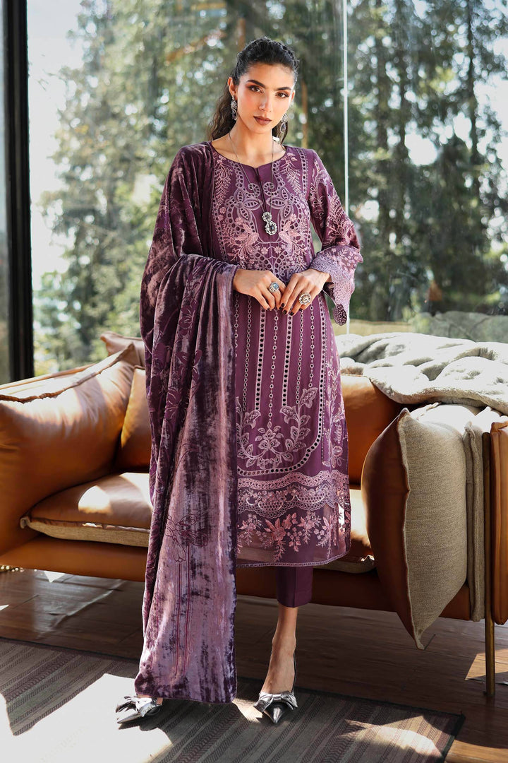 3 Piece Embroidered Linen Suit | DW-W25-24