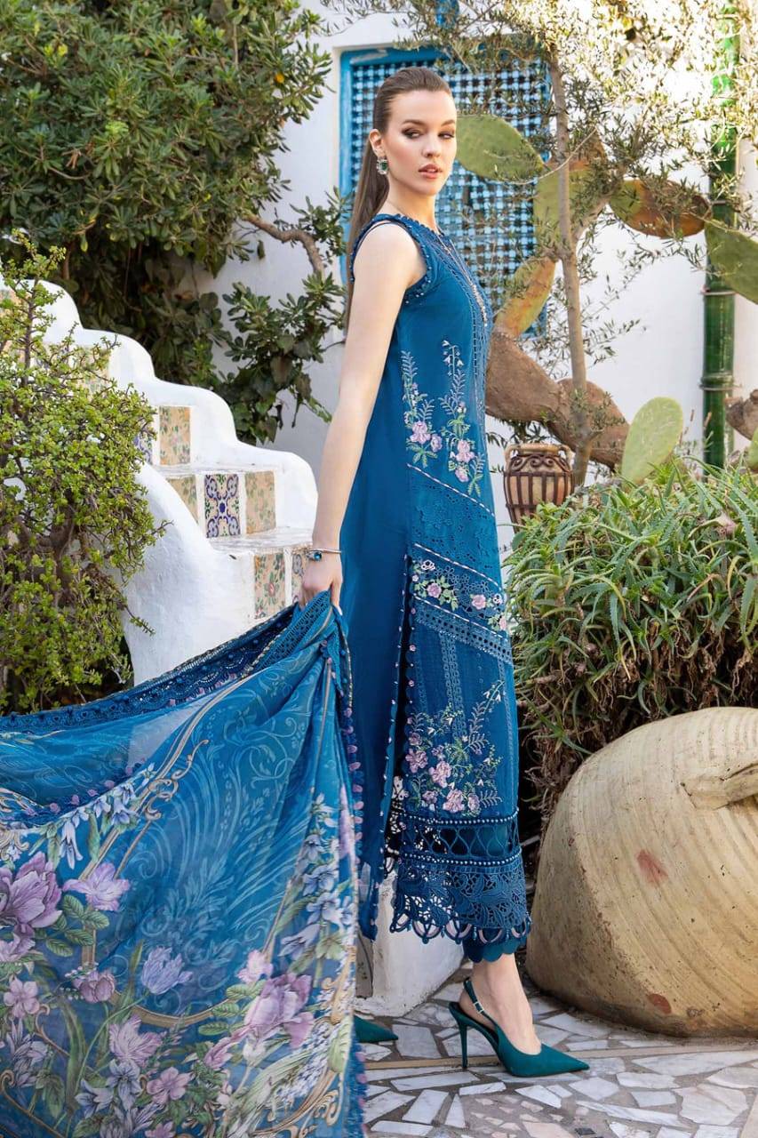 RANGREZA RANGREZA 3 PIECE Stylish Dress with Embroidered Details in Blue | AL-931-09 SHIRT BOTTON AND DUPATTA RANGREZA USA 7327625425 United States S Blue Lawn S / Blue / Lawn M / Blue / Lawn L / Blue / Lawn XL / Blue / Lawn