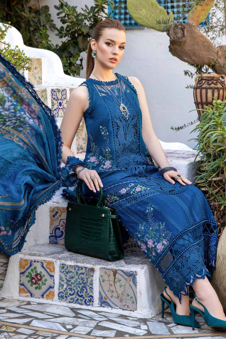 RANGREZA 3 PIECE Stylish Dress with Embroidered Details in Blue | AL-931-09