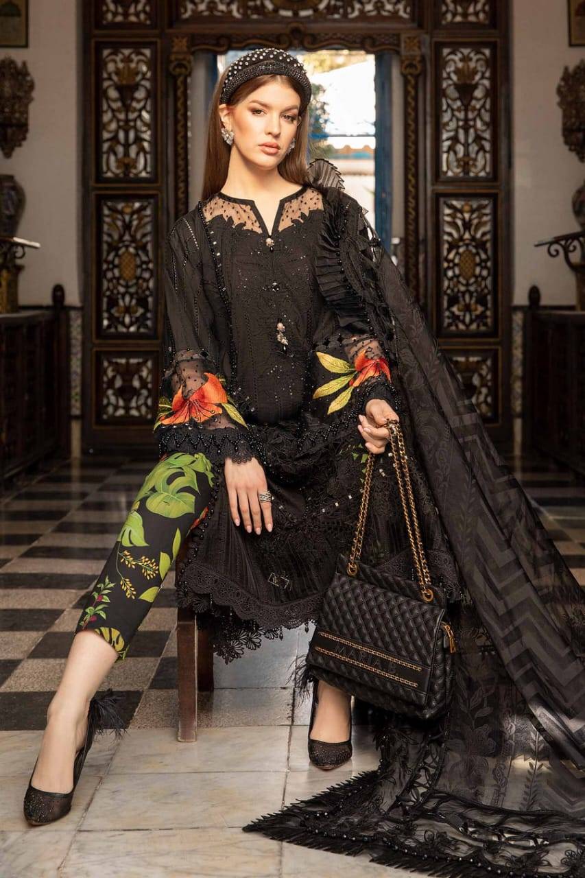 RANGREZA RANGREZA 3 PIECE BLACK NEW EDITION | AL-954-11 SHIRT BOTTON AND DUPATTA RANGREZA USA 7327625425 United States M Black Lawn M / Black / Lawn L / Black / Lawn XL / Black / Lawn