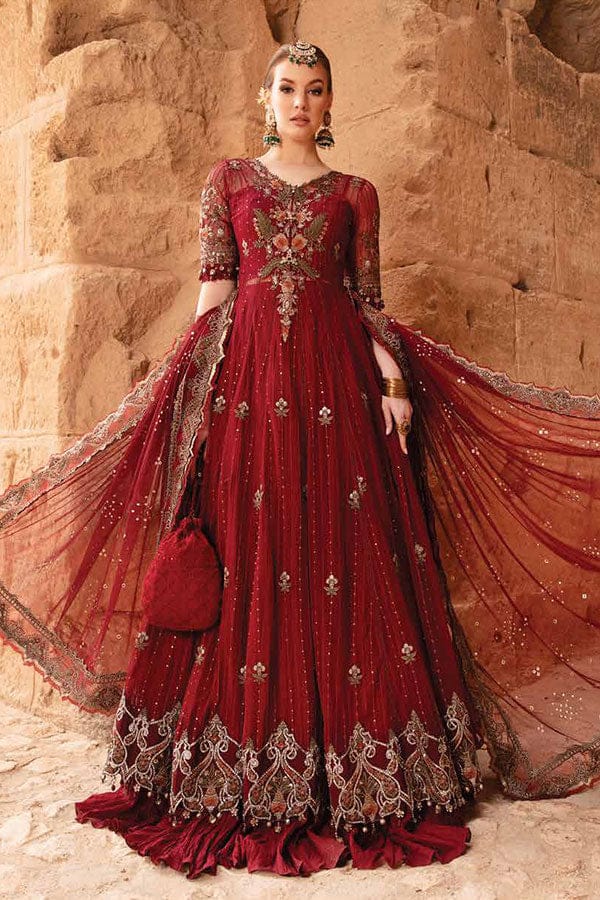 RANGREZA MAROON NET EMBROIDERED MAXI  | AL-949-13