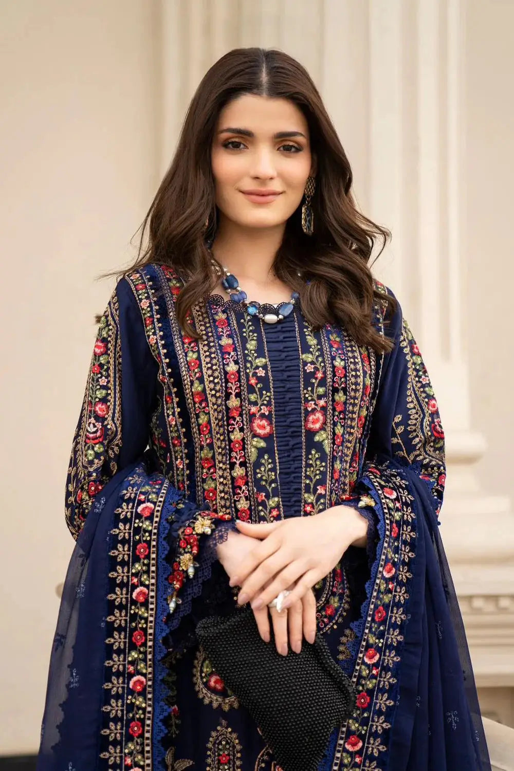 navy blue dress pakistani Midnight Blue Solid Dress– Be Yourself