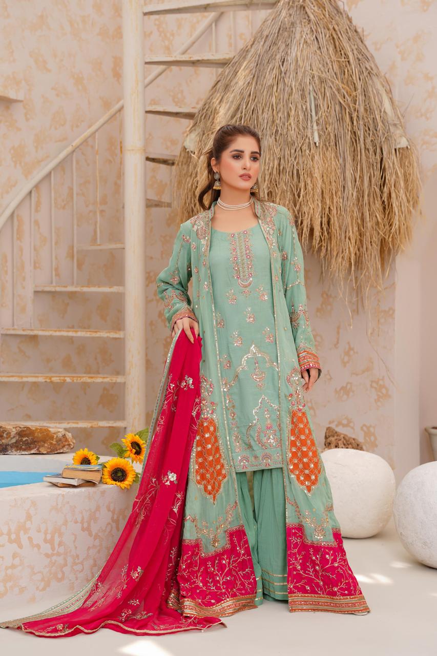 Traditional dress with vibrant colors and embroidery