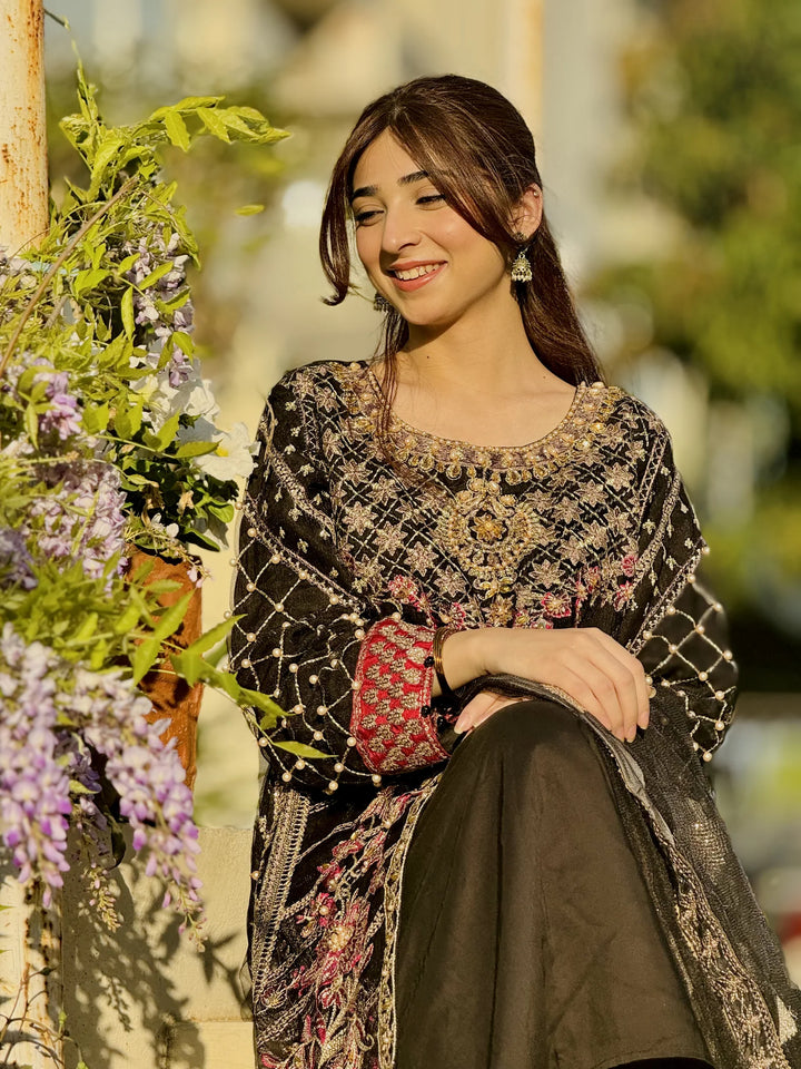 RANGREZA RANGREZA READY TO WEAR FORMAL DRESS | AL-3895-11 SHIRT BOTTON AND DUPATTA RANGREZA USA 7327625425 United States S Black Lawn S / Black / Lawn M / Black / Lawn L / Black / Lawn XL / Black / Lawn