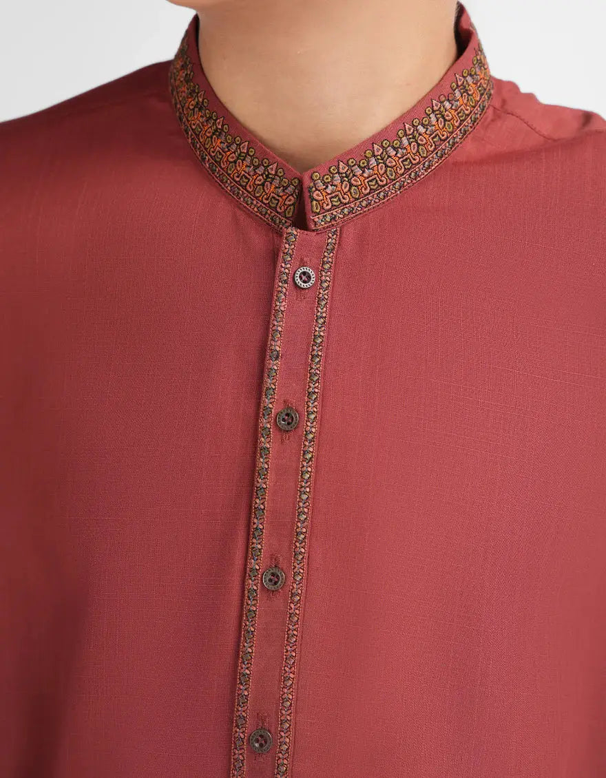 KIDS RED MAROON FORMAL KURTA TROUSERS | JCKP-A-42119-45