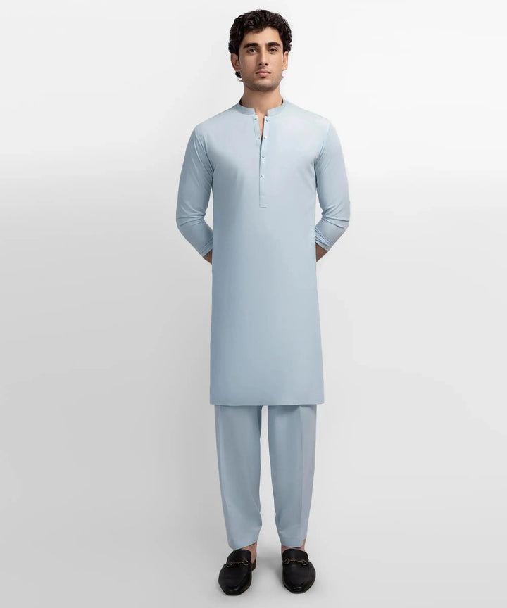 sky blue semi-formal kameez shalwar | JJKSA20135-85
