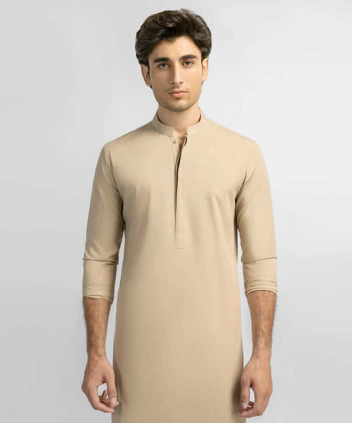 Beige semi-formal kameez shalwar | JJKSA20137-09