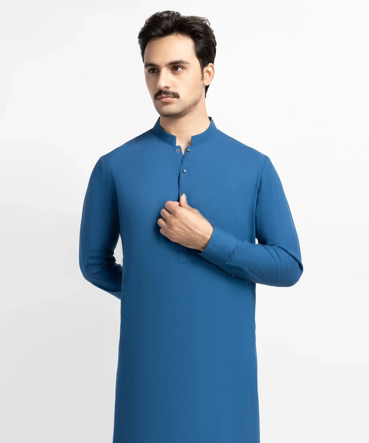J. MEN electric blue casual kameez shalwar | JJKSA-60134