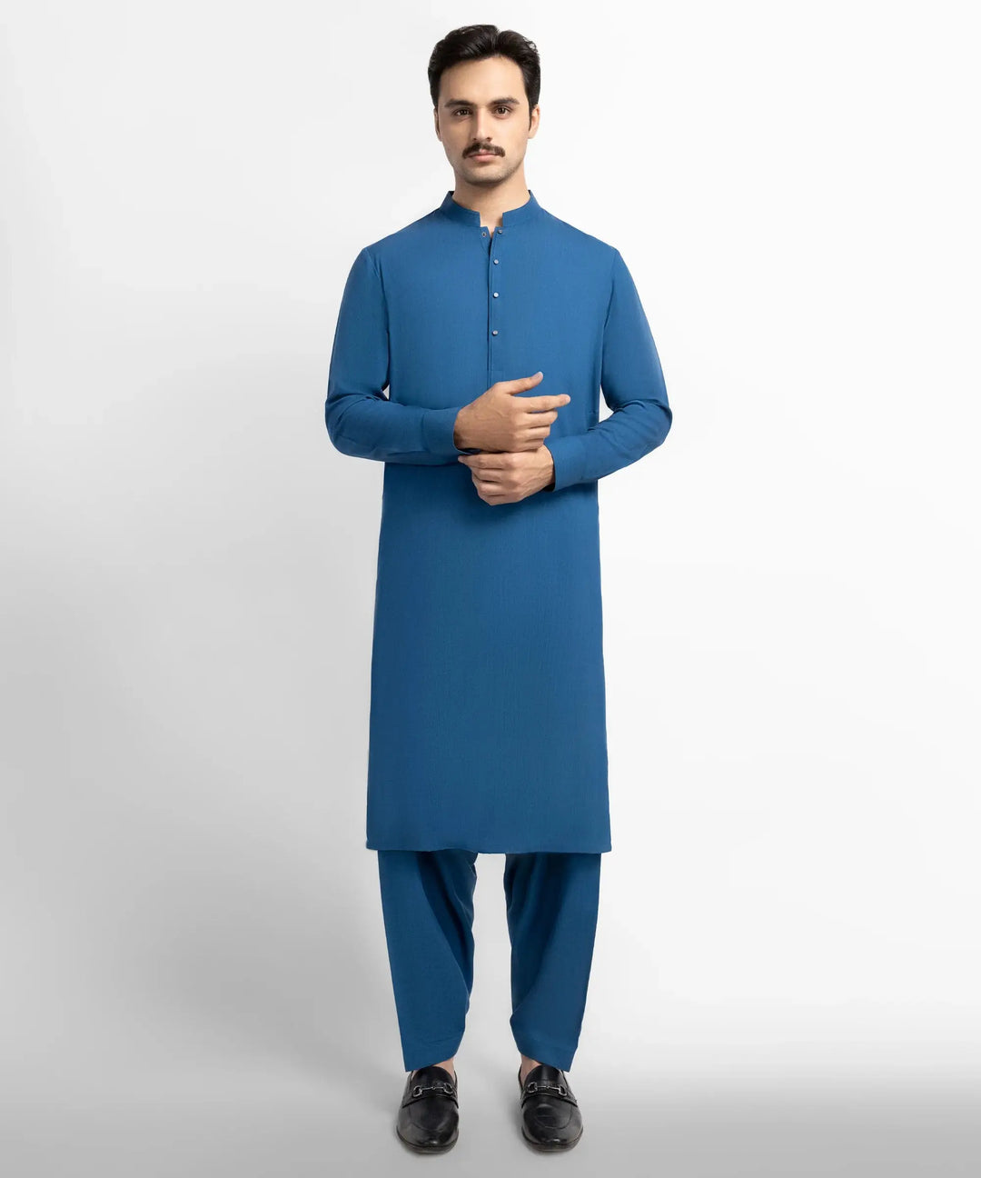 J. MEN electric blue casual kameez shalwar | JJKSA-60134