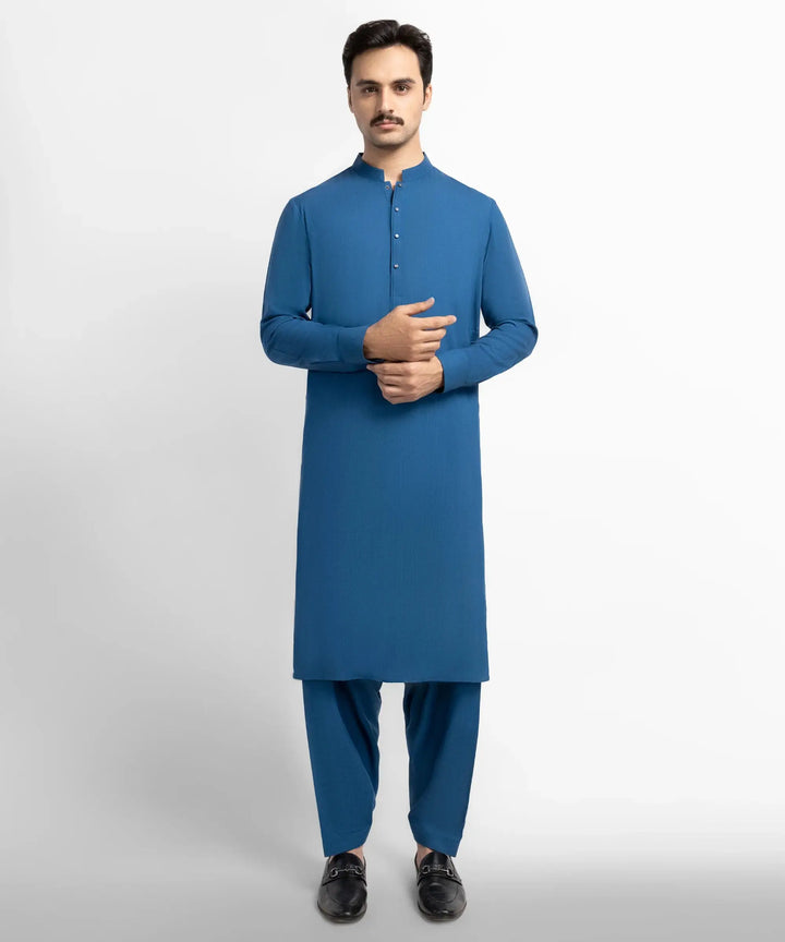 J. MEN electric blue casual kameez shalwar | JJKSA-60134