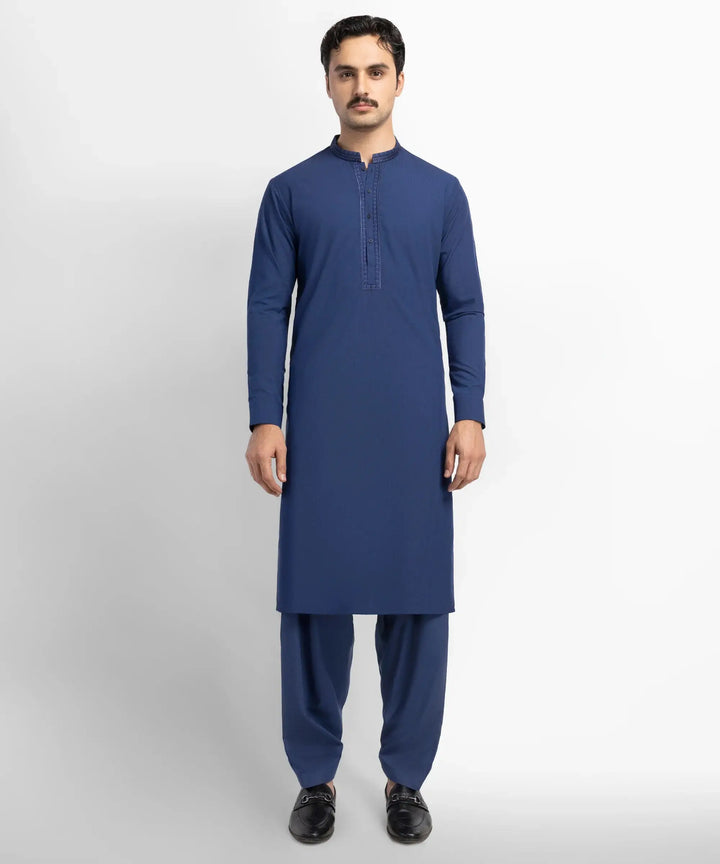 blue semi-formal kameez shalwar | JJKSA60178-09