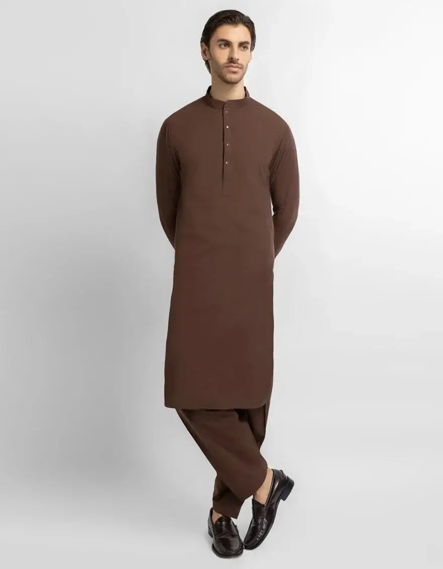 J. MEN brown casual kameez shalwar | JJKSA-47659