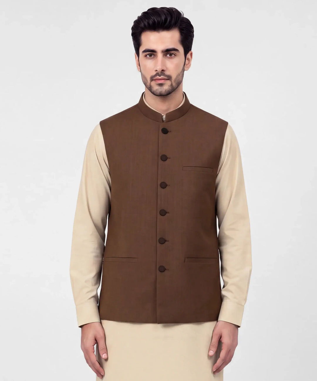 brown formal waistcoat | JJVCA48423-95